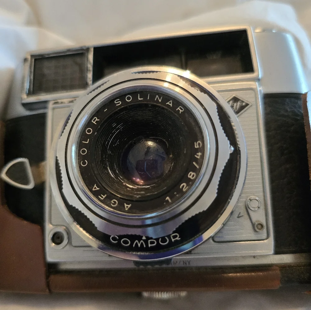 Vintage 1950s-1960s Agfa Optima Compur 35mm Film Camera w Leather Case